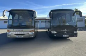 Link vergrößert das Bild: Unsere Fahrzeuge: Busgröße 1 und 2 (Außenansicht Front)